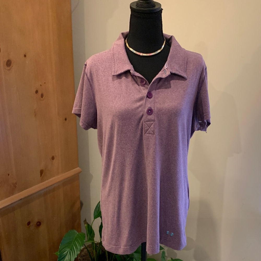 🌹Under Armour FITTED Women's Lavender Short Sleeve Polo Shirt
